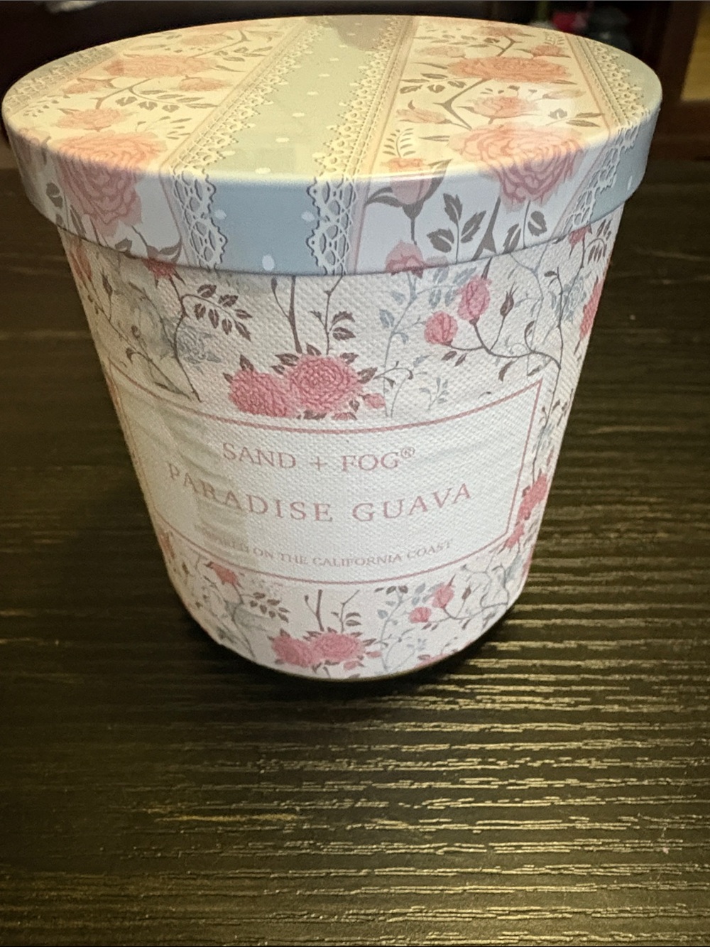 SAND + FOG Paradise Guava Scented Candle - Pink Floral Tin